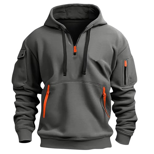 BOLUOBAO Zipper Hoodie Herren Sweatshirt mit Reißverschluss Pullover Langarm mit Taschen Warm Kapuzenjacke Kapuzenpullover