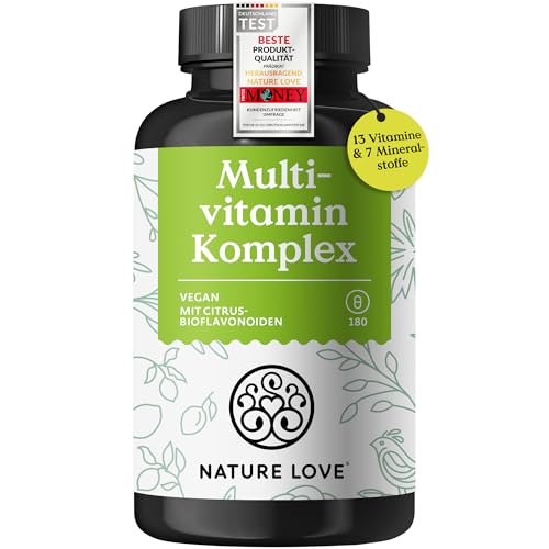 Multivitamin Komplex – 180 vegane Kapseln – Vitamine A-Z & Mineralstoffe – mit Grünteeextrakt und Citrus-Bioflavonoiden – hochdosiert und mit Bioaktiv-Formen – laborgeprüft, ohne unnötige Zusätze