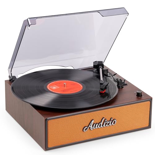 Audizio Reno - Plattenspieler mit Lautsprecher Bluetooth - Retro Schallplattenspieler - Vinyl Player für 33/45/78 RPM, Turntable Vinyl mit Riemenantrieb, Vintage Schallplatten Spieler - Kupfer