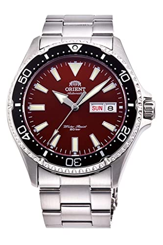 Orient Kamasu Mako III Automatik Herren Armbanduhr aus Edelstahl in der Farbe Silber/Rot 42 mm