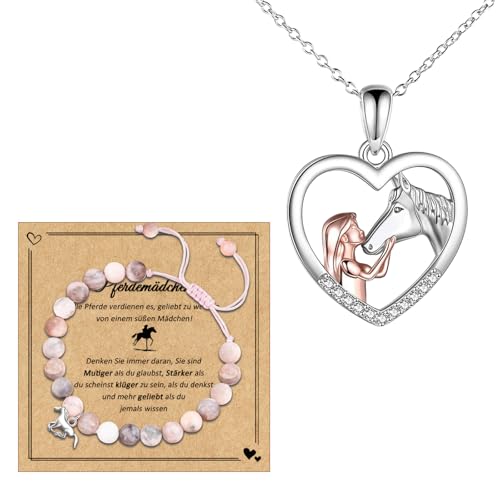 Pferde Mädchen Geschenk, Armbänder Und Halsketten Pferde Geschenke Für Mädchens, Mädchen Auf Dem Pferdgeschenk, Kann Als Geschenke Zum Geburtstag, Weihnachten, Neujahr Oder Mehr Verwendet Werden
