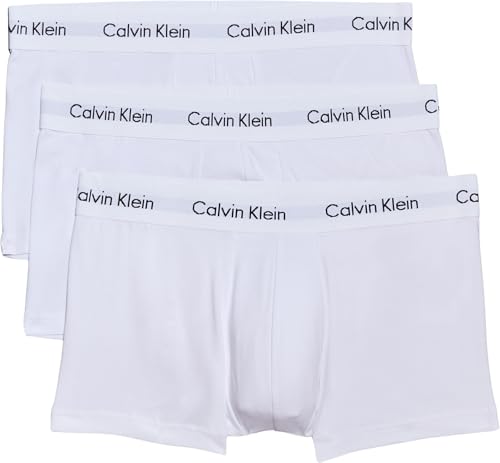 Calvin Klein Herren Boxershorts Low Rise TRUNK, 3er Pack U2664G, Ohne Eingriff, Mehrfarbig ( Weiß ) - Medium