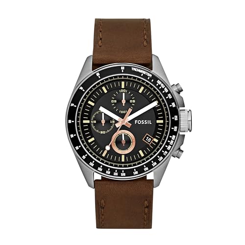 FOSSIL Herrenuhr Decker, 44mm Gehäusegröße, Quarz-Chronographenwerk