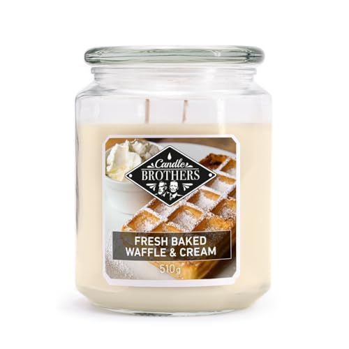 Candle Brothers Große Duftkerze im Glas | Fresh Baked Waffle & Cream | Duftkerze Vanille | Große Kerze mit langer Brenndauer | Winterkerzen für Zuhause