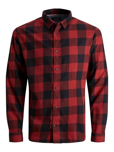 JACK & JONES Herren Hemd Jjegingham Twill Shirt L/S Noos, Rot (Brick Red/Slim Fit), L