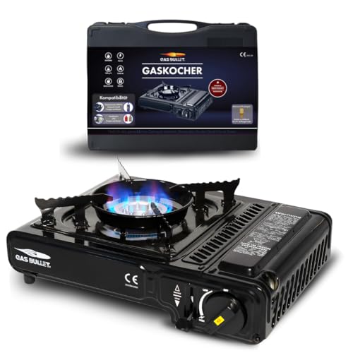 Gas Bullet ® Universaler Gaskocher | Für 227g Ventilkartuschen | Mit Piezo-Zündung | Kompakt & leicht | Perfekter Outdoor-Kocher für Camping, BBQ & Abenteuer (Einzeln)
