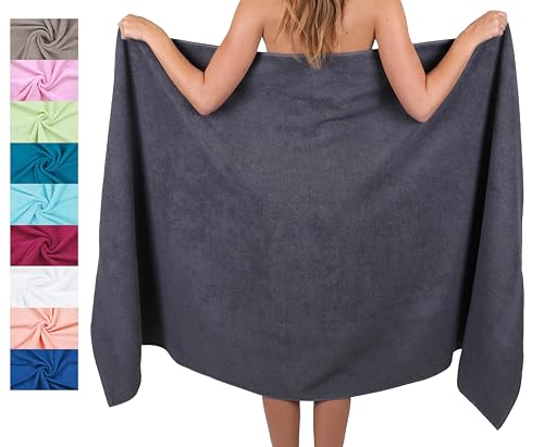 Betz Badetuch XXL 100x200 cm 100% Baumwolle – Weiches Frottee Saunatuch & Strandtuch – Pflegeleicht & saugstark – Palermo Serie – Farbe Anthrazit Grau