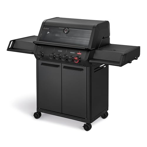 Enders® Gasgrill MONROE PRO 4 SIKR TURBO SHADOW, 4-Edelstahlbrenner, Seitenkocher, Infrarot-Backburner, Sichtfenster, HEAT RANGE™, SWITCH GRID™, 800 °C TURBO ZONE™, SIMPLE CLEAN™ ink. SEARGRATE, #8366