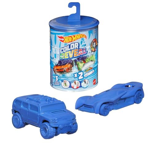 Hot Wheels GYP13 - 2er-Pack Fahrzeuge (Maßstab 1:64), Farbwechseleffekt & Überraschungseffekt, Transformation mit kaltem und heißem Wasser (Verpackung kann variieren)