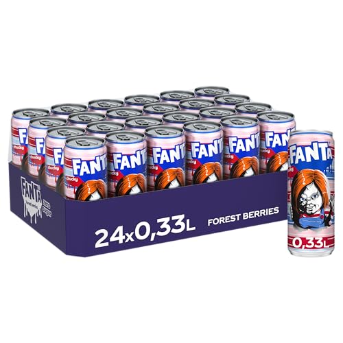 Fanta Waldbeere ohne Zucker Halloween-Edition - fruchtig-spritzige Limonade mit intensivem Beerengeschmack - erfrischendes Softgetränk ohne Kalorien in Einweg Dosen (24 x 330 ml)