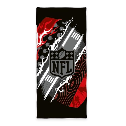 Herding NFL Fitness-Tuch, 50 x 110 cm + Flap 15 cm, Mit Flag Label, Rückseite mit Überzug für Fitnessgeräte und integrierter Reißverschlusstasche, Polyester