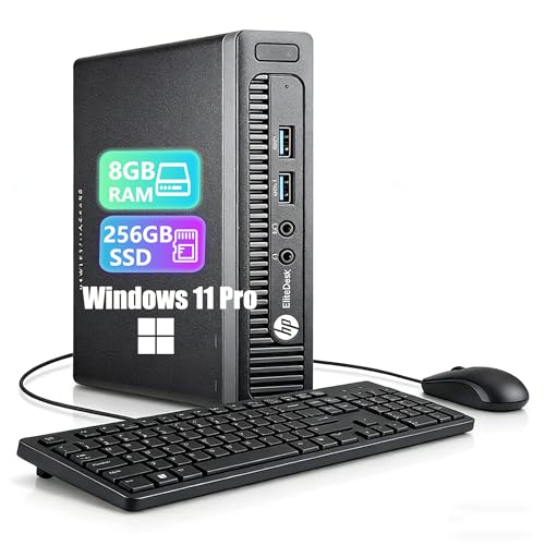 HP EliteDesk 705 G3 Mini Desktop Computer PC, AMD A12-9800, 8GB RAM, 256GB SSD, WiFi, Bluetooth, US QWERTY Tastatur, Windows 11 Pro (Generalüberholt)