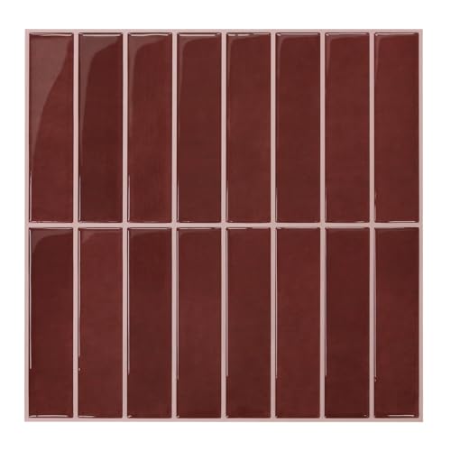COMSTICKC 3D Fliesenaufkleber Klebefliesen Rot, 10 Stück 30,5 x 30,5 cm