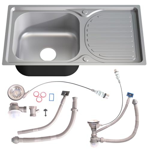 Melko Küchenspüle Spülbecken Edelstahlspüle rund Einbauspüle Edelstahl inkl. Ablaufgarnitur und Siphon