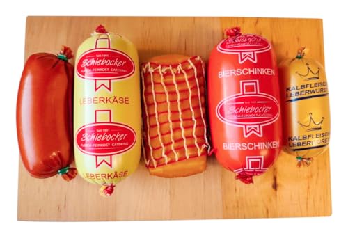 Hausmacher Wurstpaket Brotzeit Set | Leberkäse | Kalbfleisch-Leberwurst geräuchert | Bierschinken | Teewurst | Käse 975 g
