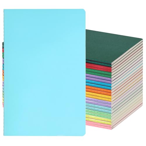 Foliom 24er Set A5 Notizbücher Liniert, Bunte Kraftpapier Hefte, 60 Seiten, 230g Starker Umschlag, 21 x 14 cm Softcover Notizbuch für Schule, Büro & Reisen, 12 Farben