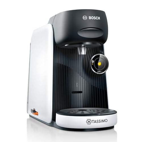 Bosch Tassimo finesse friendly Kapselmaschine TAS164E, 70 Getränke, intensiverer Kaffee auf Kopfdruck, Abschaltautomatik, nachhaltig, perfekt dosiert, 1400 W, weiß/schwarz
