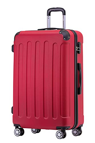BEIBYE Zwillingsrollen Hardcase Reisekoffer Koffer Trolleys Hartschale in XL-L-M in 14 Farben (Rot, Mittler Koffer (66cm))