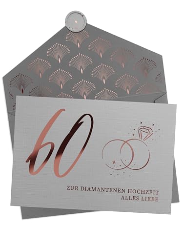 Joli Coon 60 Zur diamantenen Hochzeit alles Liebe mit Kuvert und Wachssiegel - Karte zur diamantenen Hochzeit
