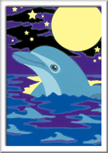 Ravensburger CreArt 27694 - Kleiner Delfin - Malen nach Zahlen für Kinder ab 7 Jahre, Malset mit Rahmen, Pinsel und Acrylfarben, Geschenk für Mädchen und Jungen