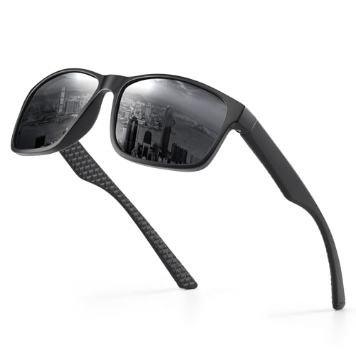 Occhsouo Sonnenbrille Herren Polarisiert Damen UV400 Schutz Sport Sunglasses Men Women TR90 Ultraleichte Rahmen Schwarz Retro Polarisierte Sonnenbrillen für Angeln, Fishing, Fahren, Ski - Dunkelgrau
