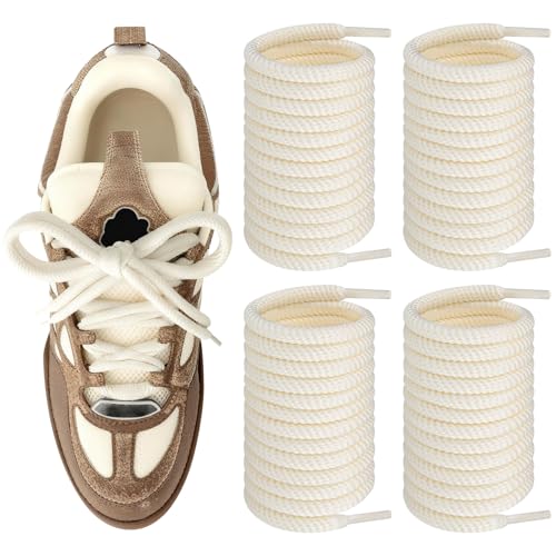 Endoto Schnürsenkel für Louis Vuitton Skate Laufschuhe, 4PCS 6,5MM Rund Ersatz Schuhbänder Shoelaces Laces für LV Sneaker (Beige, 54Zoll)