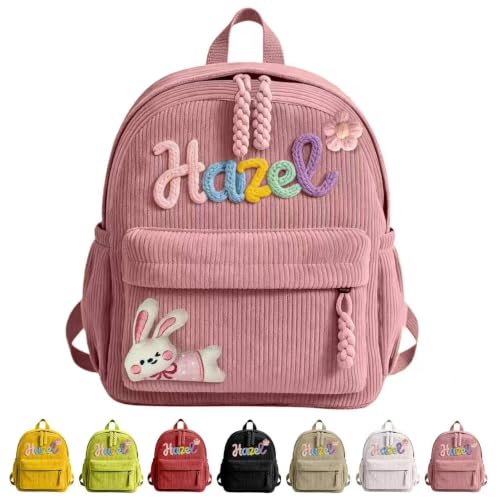 LXJYTREK Rucksack Kindergarten Personalisiert Kinder mit Namen für Mädchen Jungen,Rosa