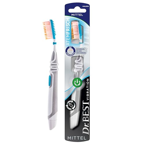 Dr.BEST Vibration Atemfrisch Zahnbürste, Mittel (1 Stück), für bis zu 50% bessere Erreichbarkeit zwischen den Zähnen*