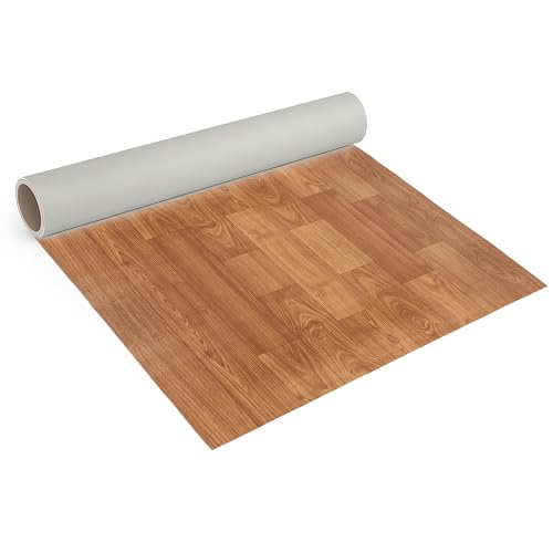 Internethandel Pfordt CV Bodenbelag Lugana Holz Optik Braun, 100x200 cm, pflegeleichter PVC Vinylboden in Holzoptik, Meterware für Küche und Wohnzimmer