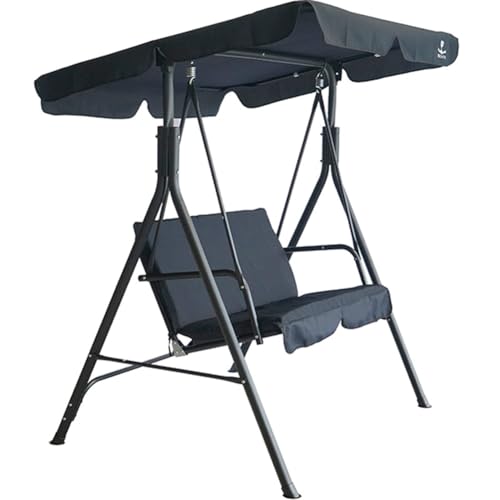 BIXENTE 2-Sitzer Garten Hollywoodschaukel - Ergonomisches Design, stabile Metallkonstruktion, verstellbares Dach, praktischer Sonnenschutz (Anthrazit)