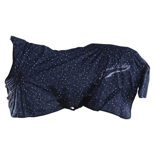 Imperial Riding - Outdoordecke 600D IRHSuper-Dry Stardust – als Regendecke, Übergangsdecke & Winterdecke – wasserdichte Weidedecke mit Füllung – Pferdedecke in Schwarz – 145cm (50g)