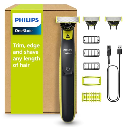 PHILIPS OneBlade 360 Face & Body - elektrischer Rasierer, Trimmer & Bodygroomer, 3x 360 Klingen, 3x Trimmaufsätze (1/3/5 mm), 2x Körperaufsätze, Nass- & Trockenrasur für Gesicht & Körper (QP2824/31)