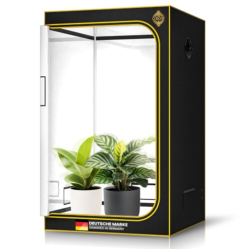 THE GROW Edelweiss PRO Growzelt 100x100x200 cm, lichtdichte Grow-Zelt für Indoor-Pflanzen, PAR-White Innenfläche, 2000D Black-Armor, 16 mm Metallrahmen, SBS-Reißverschluss, Bodenwanne