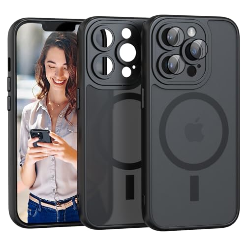 Nupcknn für iPhone 13 Pro Max Hülle Magnetisch mit Magsafe (TOP Militärschutz & Magnetkraft) Handyhülle für iPhone 13 Pro Max Case Durchscheinende Matt Rückseite Dünn Stoßfest Schutzhülle