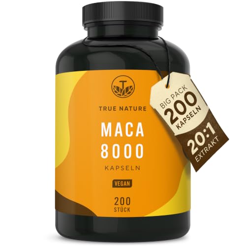 TRUE NATURE Maca 8000 Gold - 200 Kapseln - 24.000 mg/Tag