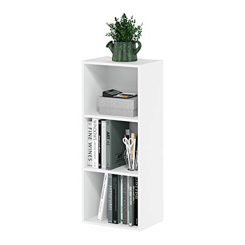 Furinno Luder 3-stufiges Bücherregal mit offenem Regal, Weiß