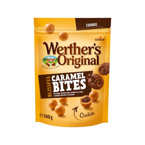 Werther’s Original Blissful Caramel Bites Cookie – 1 x 140g – Knackiger Schokokeks umhüllt von sanft-cremigem Werther’s Karamell