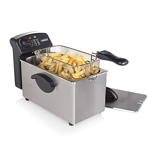 Princess 3L Edelstahl Fritteuse 2000W – Cool-Zone-Technologie für sauberes Öl und weniger Gerüche, schnelles Aufheizen, stilvolles Design, herausnehmbarer Korb, einfache Reinigung