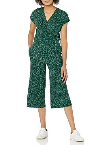 Amazon Essentials Damen Sommer-Jumpsuit mit Wickeloptik, kurzärmelig, weites Bein, Wolkenaufdruck, L