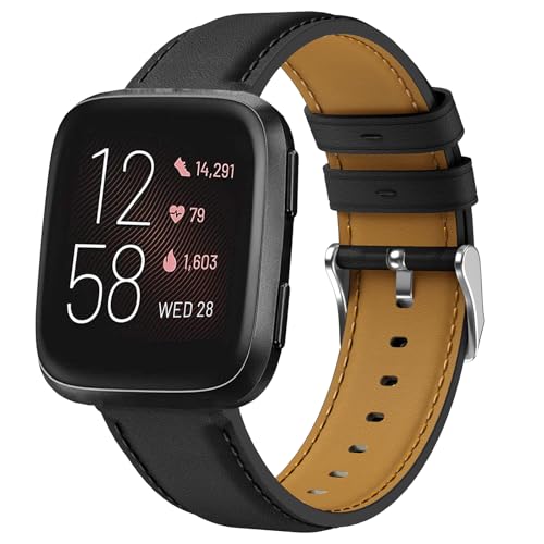 Hatolove Lederarmband für Fitbit Versa 2/Versa/Versa Lite, Weiches Lederband Ersatzarmband Kompatibel mit Fitbit Versa-Serie für Frauen und Männer