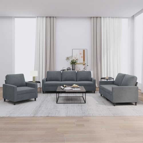 Emmtore Sofagarnitur, Sessel Couch mit Kissen, Sofa Wohnzimmersofa mit Armlehnen, Couchgarnitur Designsofa Sitzmöbel Polstermöbel,Dunkelgrau,Mit Kissen