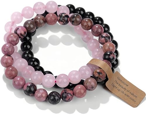Edelsteinarmbänder Damen Echt Handgelenke können gestapelt werden Elastisches Armband Heilstein Stress Relief Power Stone Armband