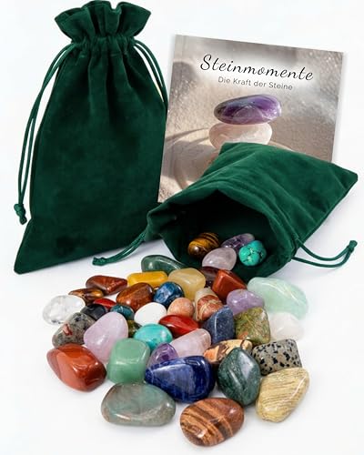 SoSi Edelsteinmix min. 30 echte Trommelsteine 2-3cm ca.350g im Samtbeutel