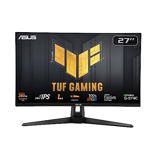 ASUS TUF Gaming VG279QM1A 27 Zoll Gaming Monitor (Full HD(1920x1080), 280Hz(OC), Fast IPS, ELMB Sync, 1ms (GTG), Freesync Premium, G-Sync kompatibel, Variable Overdrive, 100% sRGB, HDR)