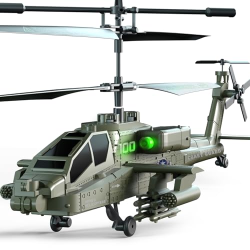 VATOS Ferngesteuerte Helikopter für Kinder, 2.4GHz Hubschrauber Ferngesteuert mit 2 Akkus & EIN-Knopf-Start, Military RC Helikopter Spielzeug Geschenke für Jungs oder Anfänger ab 8 Jahre