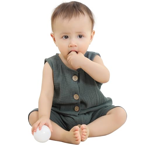 HAHASHOW Baby Body Strampler Unisex 100% Baumwolle Kurzarm Jumpsuit für Jungen und Mädchen, 0-3 Monate, Grün