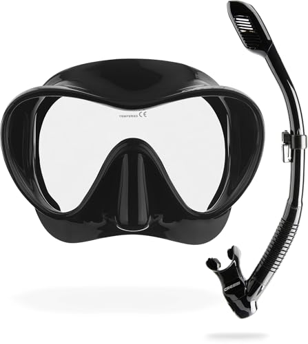 CRESSI F1 - Rahmenlose Maske F1 oder Combo Set Rahmenlose Maske + Schnorchel Dry zum Tauchen und Schnorcheln, Einheitsgröße, Unisex - Schwarz