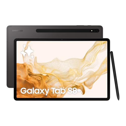 Samsung Galaxy Tab S8+, 12,4 Zoll, 128 GB interner Speicher, 8 GB RAM, Wi-Fi, Android Tablet inklusive S Pen, Graphite, inkl. 36 Monate Herstellergarantie [Exklusiv bei Amazon]