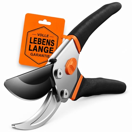 VOTREK® Bypass-Gartenschere 21,5 cm, Profi-Rosenschere mit SK5-Klinge