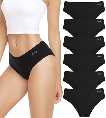 anqier Unterhosen Damen, 6er Pack Baumwolle Panties Atmungsaktiv Slips Damen Bequeme Hipster Frauen Unterwäsche